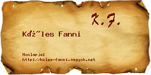 Köles Fanni névjegykártya